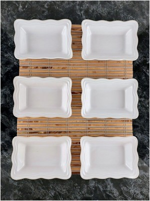 6'lı Seramik Kahvaltılık Çerezlik Takımı, Beyaz, 14X10,5X3,5 cm