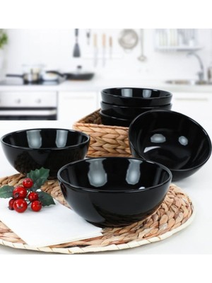 6'lı Siyah Çorba ve Salata Kasesi Seti, Şık ve Kullanışlı Ev Mutfağı Aksesuarı