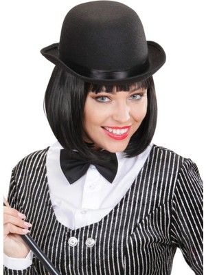 Nessiworld Charlie Chaplin Stil Yetişkin Şapkası – Siyah Melon Parti Şapkası