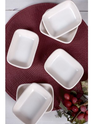 Beyaz 13 cm Dikdörtgen Çerezlik Seti, 6 Adet, Şık ve Kullanışlı Mutfak Aksesuarı