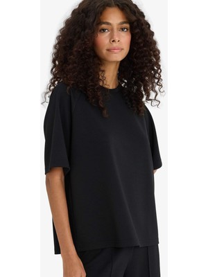 DeFacto Relax Fit Bisiklet Yaka Yumuşak Dokulu Modal Kısa Kollu Tişört F1031AX25AU