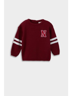 DeFacto Erkek Bebek Bisiklet Yaka Baskılı Triko Kazak F2480A525AU