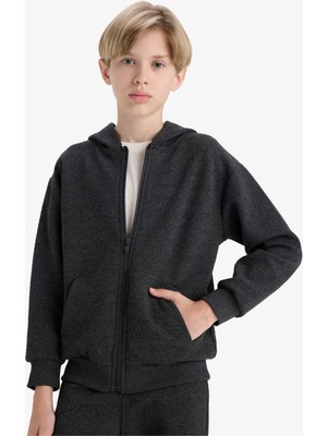 DeFacto Kapüşonlu Okul Fermuarlı Sweatshirt Erkek Çocuk E9397A825AU