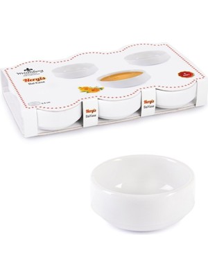 6'lı Ipek Nergis Porselen Bal ve Çerezlik Kase, 5.5 Cm, Beyaz