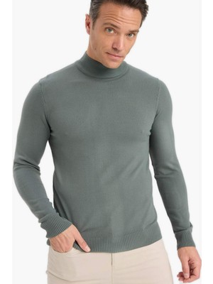 DeFacto Slim Fit Dar Kesim Balıkçı Yaka Basic Düz Triko Kazak R1127AZ25WN
