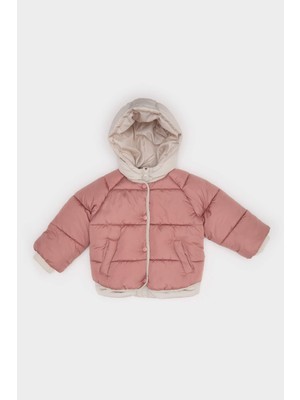 DeFacto Kız Bebek Rüzgar Geçirmez Kapüşonlu Fermuarlı Şişme Mont C5312A525AU
