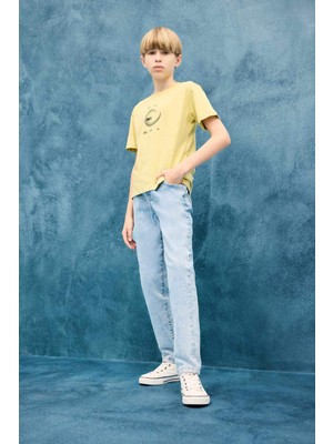 DeFacto %100 Pamuk Balloon Fit Düz Paça Jean Pantolon Erkek Çocuk F3378A825AU