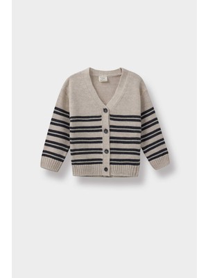 DeFacto Erkek Bebek Çizgili Düğmeli Triko Hırka F2392A525AU