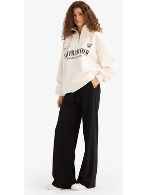 DeFacto Straight Fit Beli Bağcıklı Basic Düz Geniş Paça Eşofman Altı D6667AX25AU