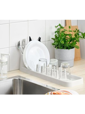 Krem Renkli 48 cm Tezgah Üstü Plastik Bulaşık Düzeni