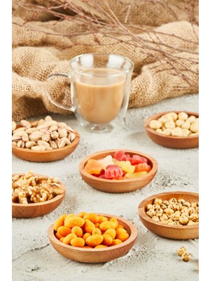 6'lı Doğal Ahşap Çerezlik ve Sunumluk Kase Seti, Şık ve Doğal Tasarım