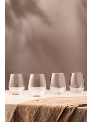 Turuncu Kristal Cam 4'lü Su Bardağı Seti 350 Cc, Şık ve Dayanıklı Tasarım