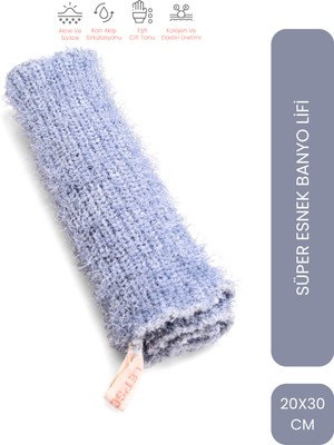 Let'scrub Süper Esnek Mavi Banyo Lifi Tüm Cilt Tiplerine Uygun Duş Lifi Unisex 20x30 Cm