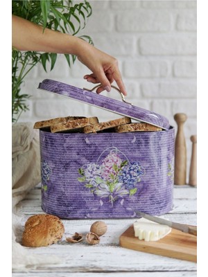 Mor Desenli Geniş Ekmeklik, 10,4 Litrelik, Pratik ve Şık Mutfak Gereci.