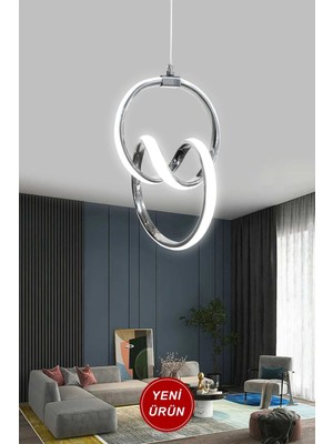 Şık 3 Renk Kumandalı Krom LED Avize, Ev ve Iş Yerleri Için Modern Tasarım