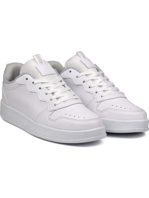Unisex Beyaz Bağcıklı Rahat Günlük Sneaker Spor Ayakkabı