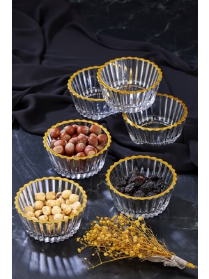 6'lı Renkli Yaldızlı Sunum Kase Takımı, Şık ve Kullanışlı Set