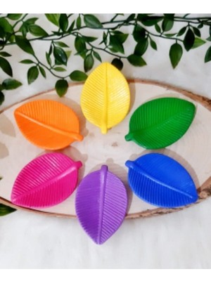 Renkli Yaprak Tasarımlı Sunumluk, Kahve Yanı, Drajelik ve Lokumluk Seti