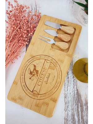 Bambu 4 Parça Peynir Sunum Tahtası Seti, Şık ve Doğal Peynir Tabağı Mükemmelliği