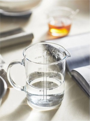 Şeffaf Cam Ölçü Kabı, 0.5 L, 12 Cm, Pratik Kullanım, Dayanıklı, Şık Tasarım