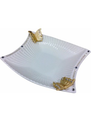 Kelebek Serisi Salata Kasesi, Şık ve Zarif Tasarım, Beyaz Renk