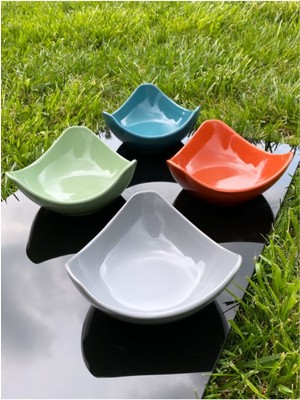 Renkli 14 cm Seramik Lotus Çerezlik Seti, Şık ve Kullanışlı 4'lü Tasarım