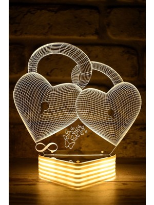 3D Kalp Sevgiliye LED Lamba, Şık ve Romantik Hediye, Sarı Işıklı, Özel Tasarım