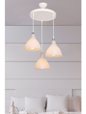 3'lü Çember Avize Opal Beyaz, Salon, Oturma, Çocuk, Yatak, Yemek, Antre ve Mutfak Için