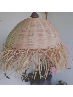 El Yapımı Doğal Bambu Avize, 45 cm Çap, Sıcak ve Şık Aydınlatma Seçeneği