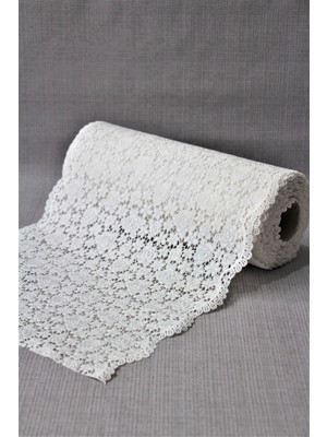 Beyaz Pvc Dantel Kaymaz Raf ve Çekmece Koruyucu Örtüsü 5033