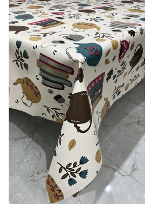 Bej Pvc Elyaf Tabanlı Silinebilir Muşamba Masa Örtüsü