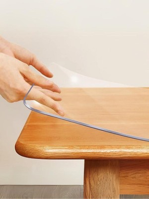 Şeffaf, Kalın ve Oval Köşe Masa Örtüsü, Kokusuz ve Dayanıklı Plastik Koruma