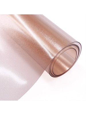 Pembe Buzlu Gülkurusu Şeffaf Pvc Masa Örtüsü, 1,7 mm Kalınlık, Şık ve Dayanıklı