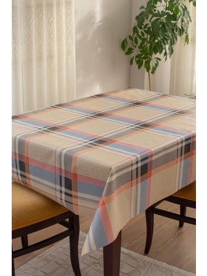 Astarlı Temizlenebilir Hijyenik Muşamba Masa Örtüsü, Bej, Dayanıklı ve Şık Tasarım