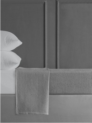 Antrasit Pamuklu Çift Kişilik Waffle Pike, 200X230CM, Yazlık Yatak Örtüsü