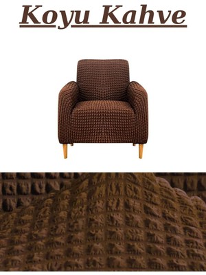 Kahverengi Tek Kişilik Streç Esnek Koltuk Örtüsü, Rahat ve Şık Tasarım