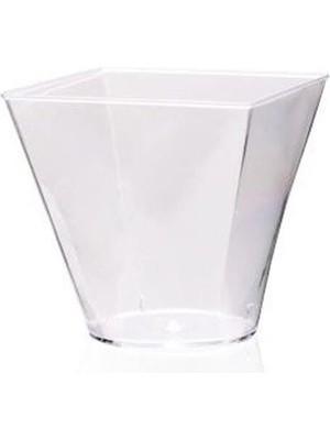 Şeffaf Mini Kare Kase 120 ml Turuncu Renkli Dayanıklı Ahşap Malzeme ile Kullanışlı 25 Adet