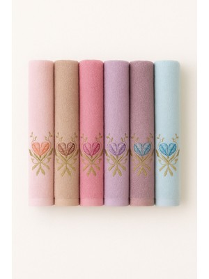 6’lı 30X50 Çiçek Nakışlı Renkli Pamuk Mutfak Havlusu Seti