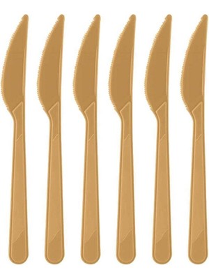 Altın Renkli Plastik Roll-Up Bıçak Seti, 10 Adet, Şık ve Kullanışlı.