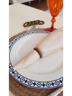 6'lı Kahverengi Vintage Ahşap Peçete Halkası Seti