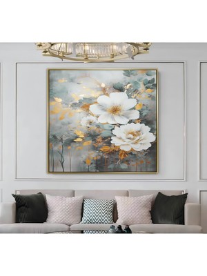 Harikabirev|metal Çerçeveli Kanvas Tablo Soft Renkler Çiçek Modeli |ckkare