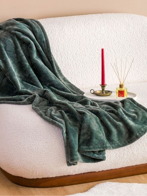 Koyu Haki Renkli Yumuşak ve Sıcak Wellsoft Tv Battaniyesi 100X150 cm