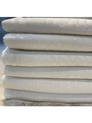 Bambu Çizgili Süngerli Kadife Kaymaz Kotuk Örtüsü 170X210 Krem