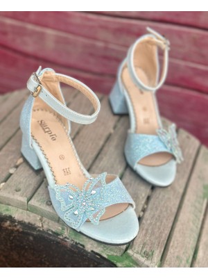 Kız Çocuk Topuklu Ayakkabı, Kelebek Detaylı Topuklu Ayakkabı