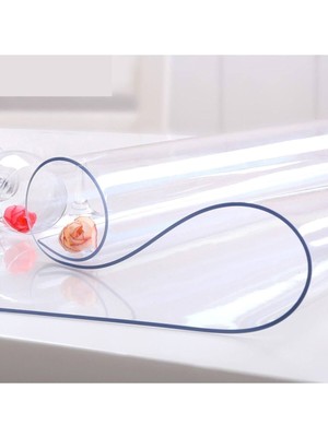 Şeffaf Kalın Masa Örtüsü 1.4mm Net Kalınlık, Koruyucu Muşamba, Dayanıklı ve Şık