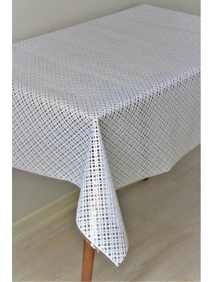 Şeffaf Pvc Masa Örtüsü, Silinebilir ve Çapraz Desenli, Beyaz Renk Seçeneğiyle.