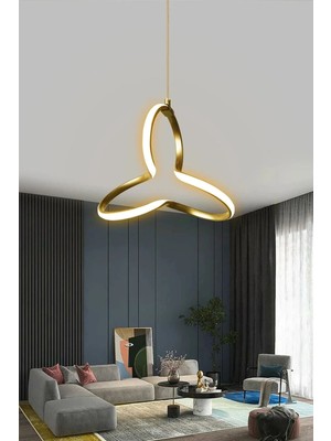 Yonca Modern Sarkıt LED Avize, 3 Renk Kumandalı, Gold, 1 Yıl Garantili
