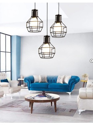 Şık 3'lü Salon ve Antre Avizesi, Siyah Modern Aydınlatma Parçası