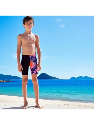 Speedo Allover Digi Jam-Mer Erkek Çocuk Yüzücü Mayosu Siyah-Mor