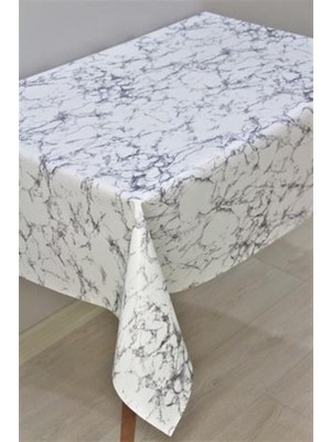 Elyaflı Silinebilir Pvc Muşamba Masa Örtüsü, Gri Mermer Desen